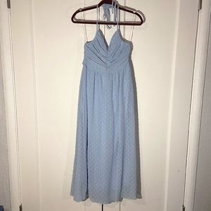 Listicle Light Blue Swiss Dot Halter Dress Sz S